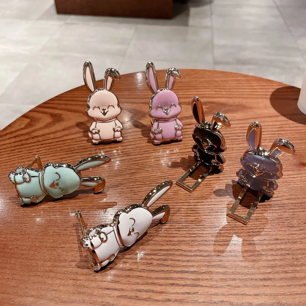 Portable ABS Bunny Finger Ring Holder Mobile Phone Holder Foldable Mobile Phone Mini Pull Rod Phone Finger Ring Holder