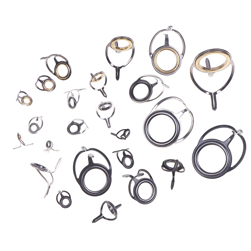 8 قطعة معالجة الصيد الفولاذ المقاوم للصدأ طقم تصليح مجموعة الصيد رود دليل حلقة تلميح قصبة صيد خشبية دائرة حلقة العين دليل سلك حلقة #4