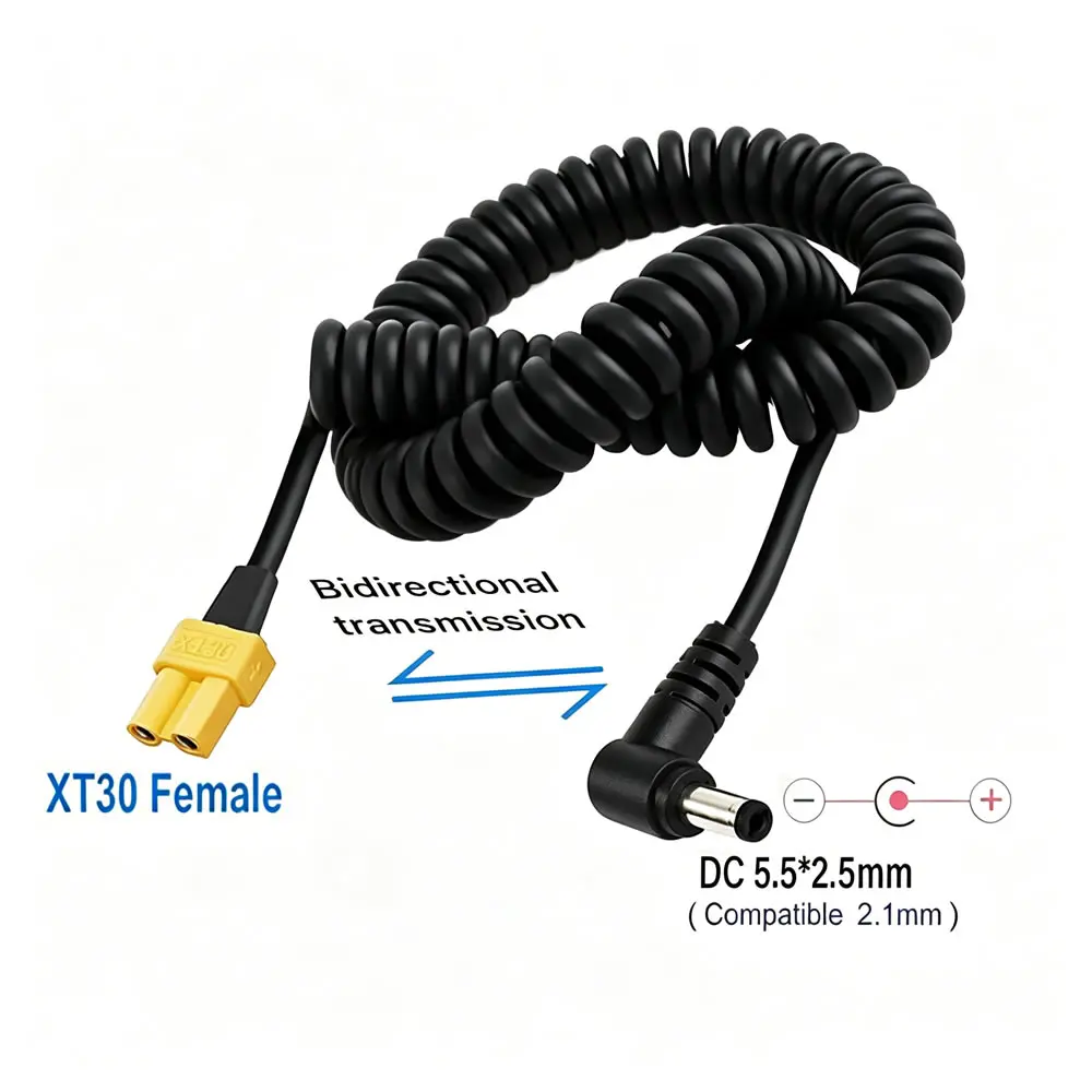 XT30 to DC 5.5x2.5/2.1mm Connector Power Cord DC to XT30 Female/Male Adapter Cable for RC Battery UAV Soldering Iron More