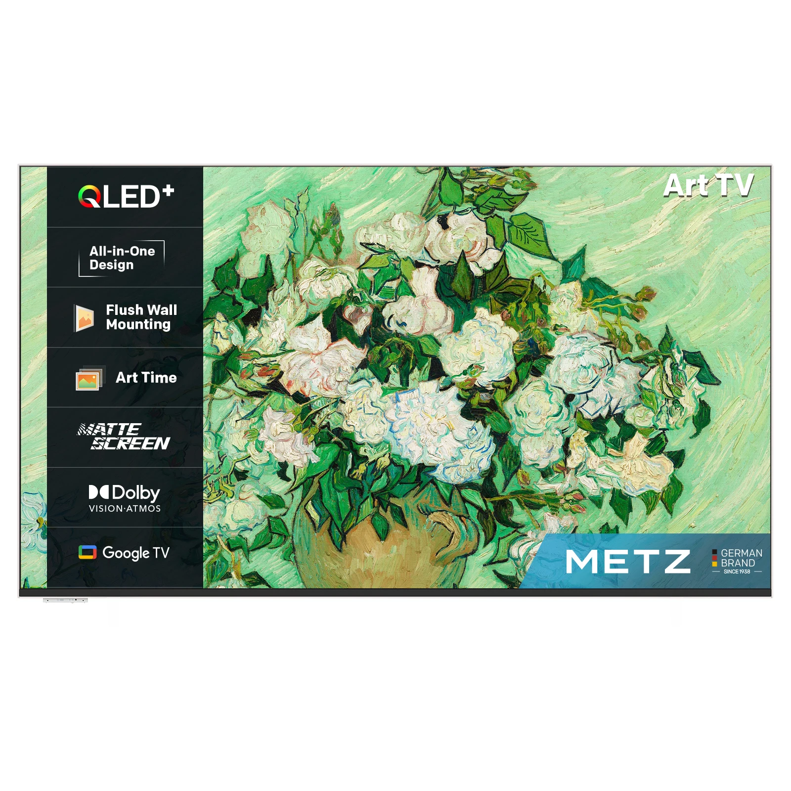 METZ MUE7800Z TV Art TV QLED Google TV | Diseño unibody ultrafino, Pantalla mate, HDR10+, Dolby Vision, Dolby Atmos