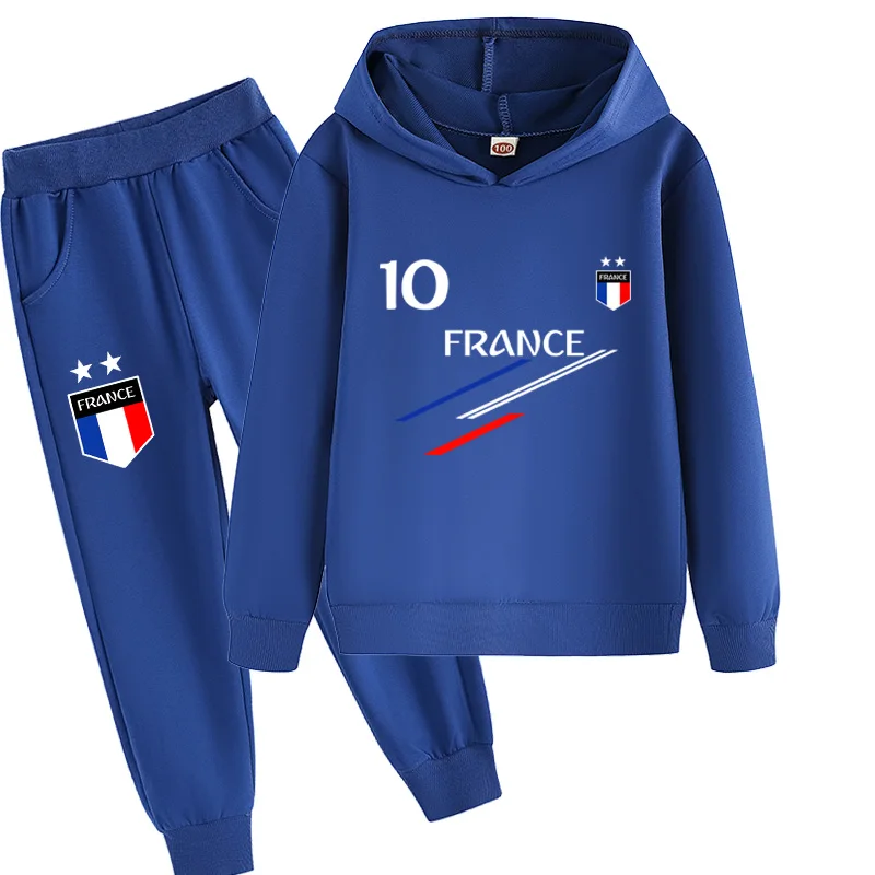 

New Kids Clothing set Baby Boys France Football 10 MBP Hooded Tracksuit 2Pcs Children Boy Sports suit Outfits Sets