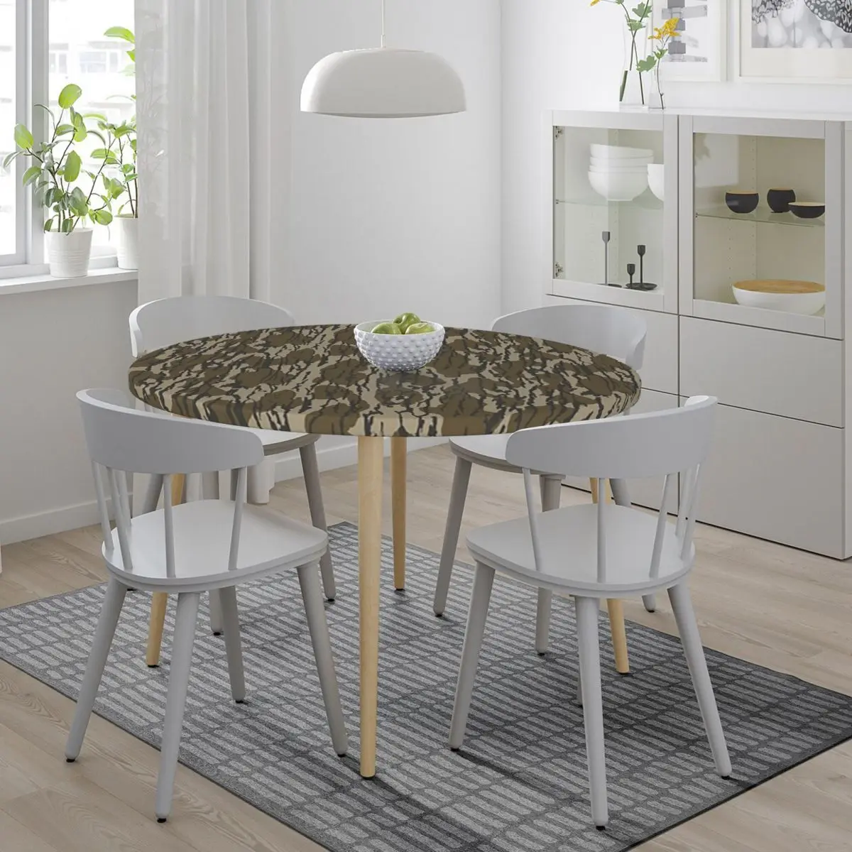 Everything Bottom Lands Cam Waterproof Round Tablecloth Oilproof Table Cloth for Kitchen Events Dining Table Cover