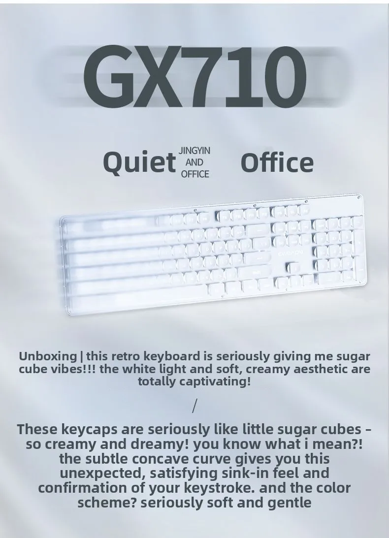 EWEADN GX710 wireless silent keyboard retro high-value girls computer office keyboard mouse set