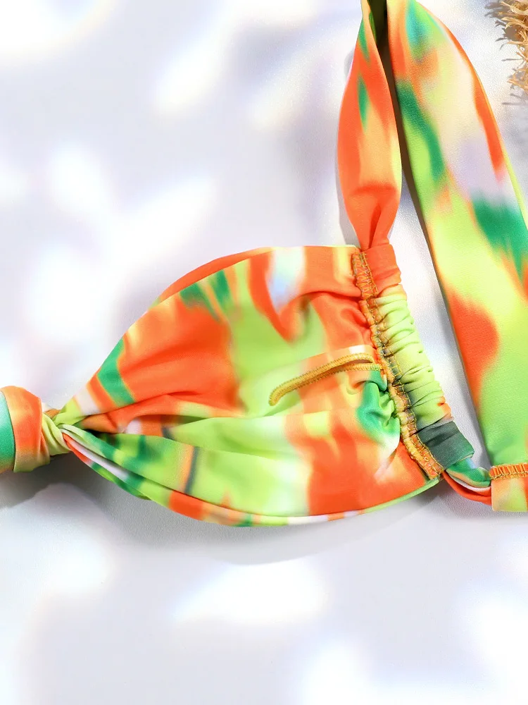 Tie Dye bikini drukuj stroje kąpielowe strój kąpielowy kobiety seksowny strój kąpielowy bandaż Biquini 2-częściowy kostium kąpielowy 2024 lato