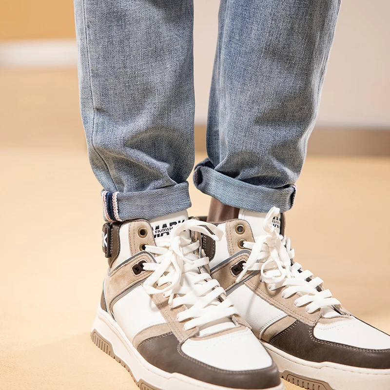 Street Fashion Men Jeans Retro Light Blue Elastic Stretch Skinny Spliced Ripped Jeans Men Patched Designer Hip Hop Pants Hombre