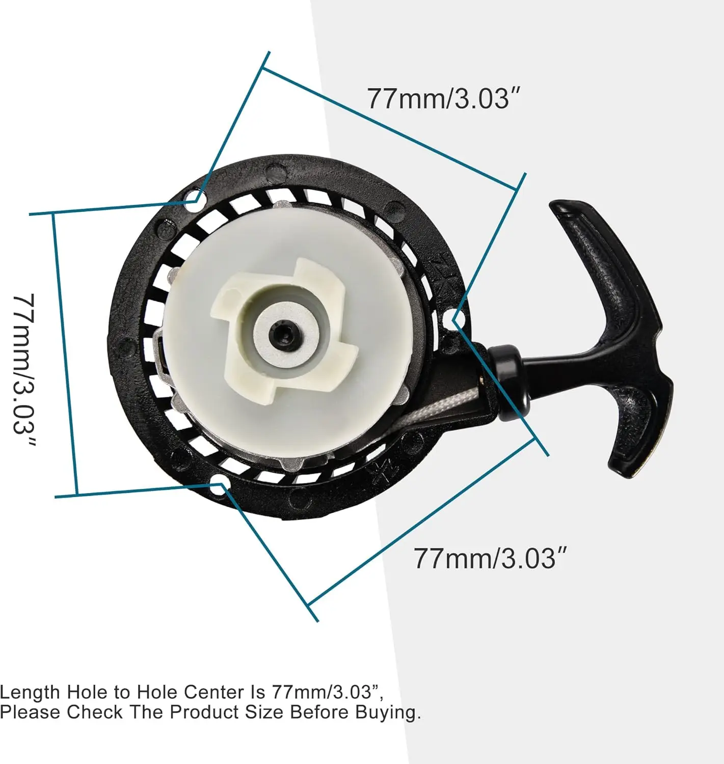 Black Pull Start Recoil Starter Assembly Repleacment for 2 Stroke 43cc 47cc 49cc 50cc Mini Pocket Dirt Bike Scooter