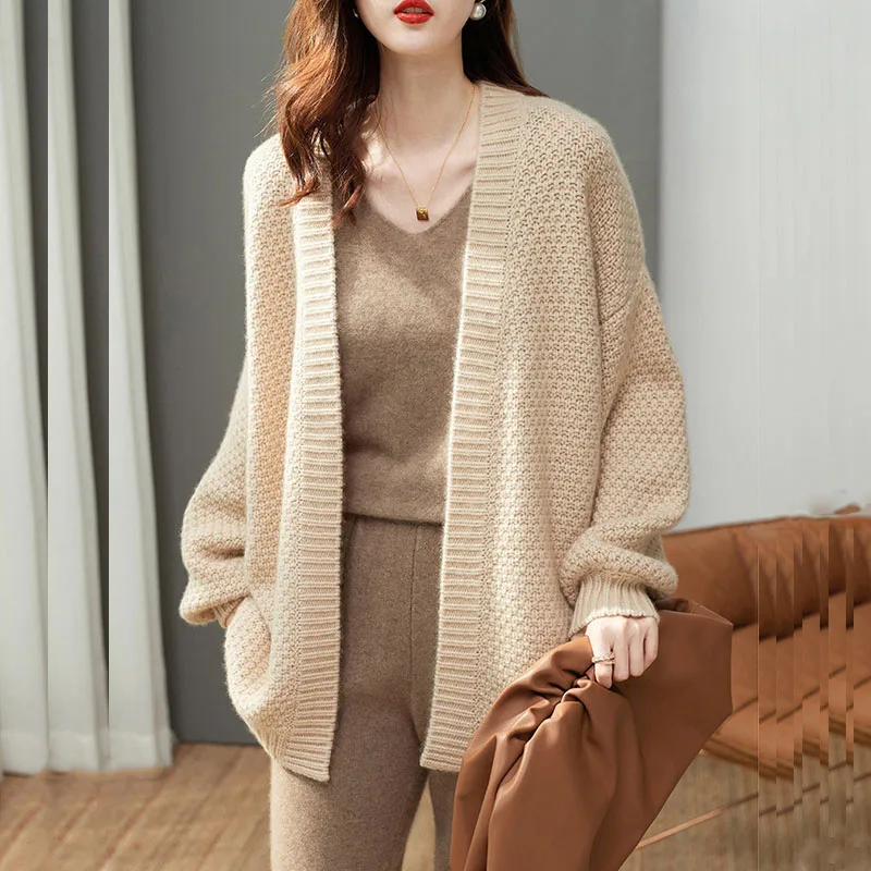 Vintage Solid Cardigan Sweater Women Harajuku Lazy Style Thicken Soft Knitted Cardigans Fashion Loose Streetwear Sweaters Coat