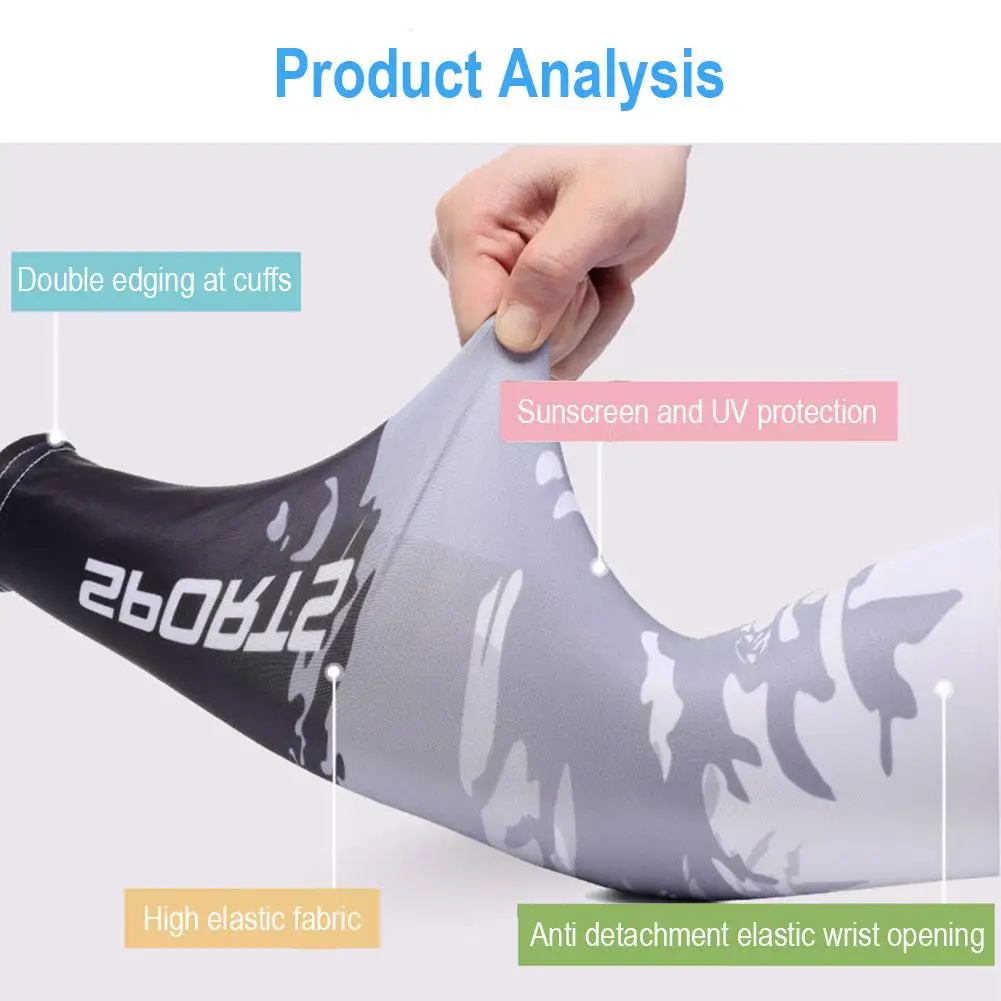 Summer Thin Men's Women's Ice Silk Sleeves Printed Ice Sleeves UV Protection Sun Protection Outdoor Driving Cycling Arm Covers