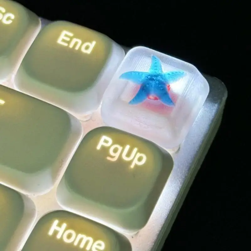 652F Translucent Starfishs Drop Glues Resin Ocean Backlit Keycap Mechanical Keyboards Keycap