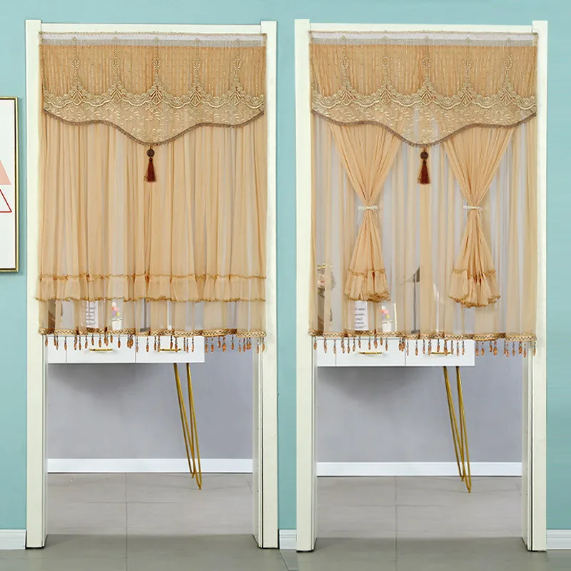 

Elegant Lace Door Curtain Semi Curtain Short Curtain for Bedroom And Bathroom Partition No Punching Required Home Use