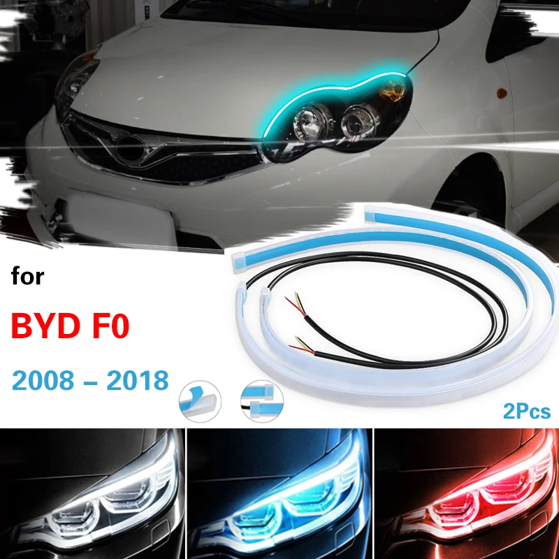 

2Pcs Newest Start-Scan LED Car DRL Daytime Running Lights Auto Flowing Turn Signal Guide Thin Strip Lamp For BYD F0 2008-2018