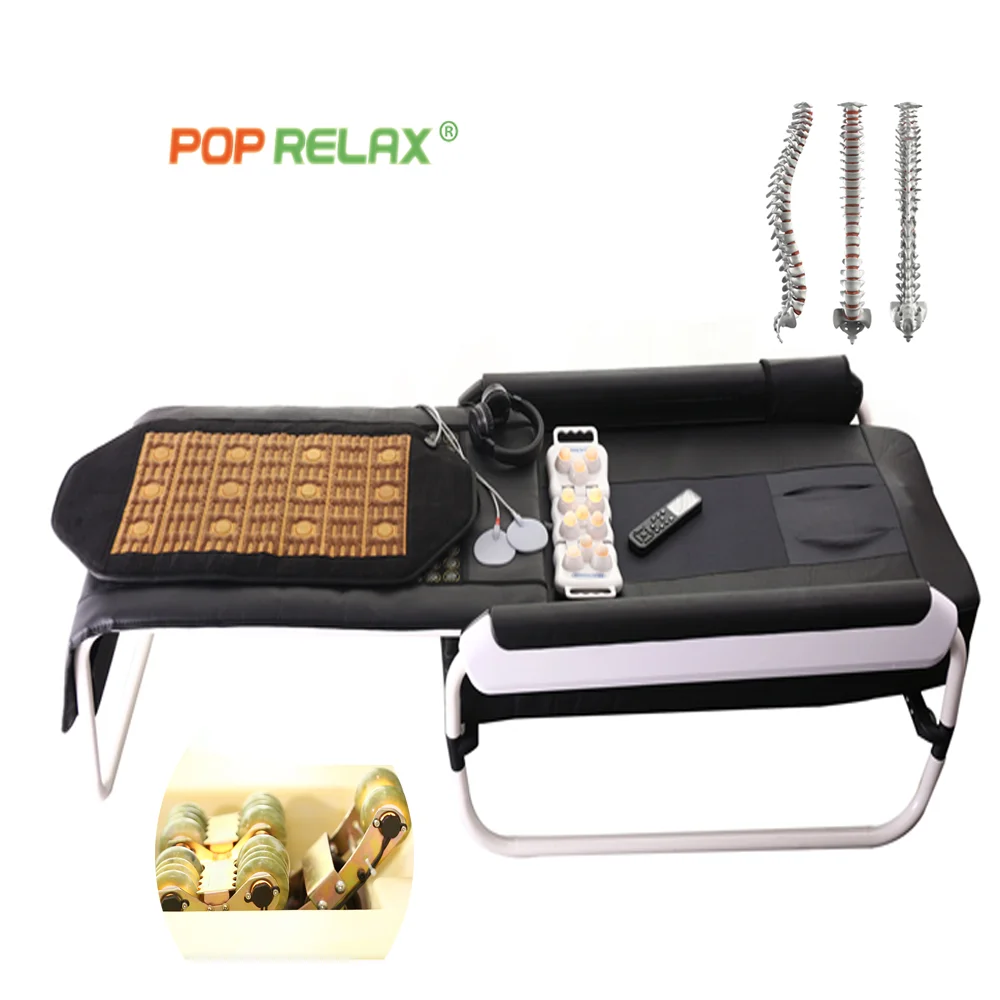 

Массажная кровать Pop Relax Spine Care: Лидер продаж, S-образная, с инфракрасным подогревом, нефритовыми роликами и термокаменями для тракции и термотерапии, Корея