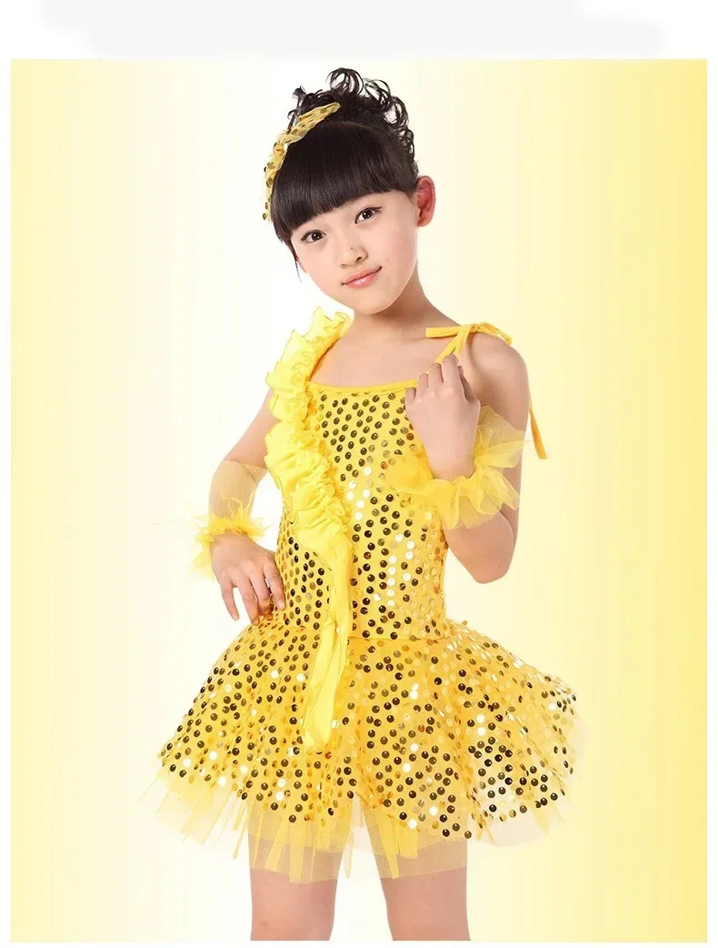 Girls Latin dance jazz dance performance stage costume modern dance children cheerleading dress sequined skirt