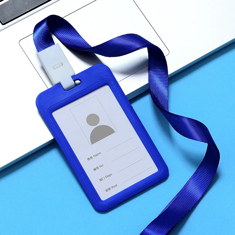 Multi-color Vertical Flip ID Badge Holder with Lanyard, Plastic Name Tag for Office Staff Student Work ID Card