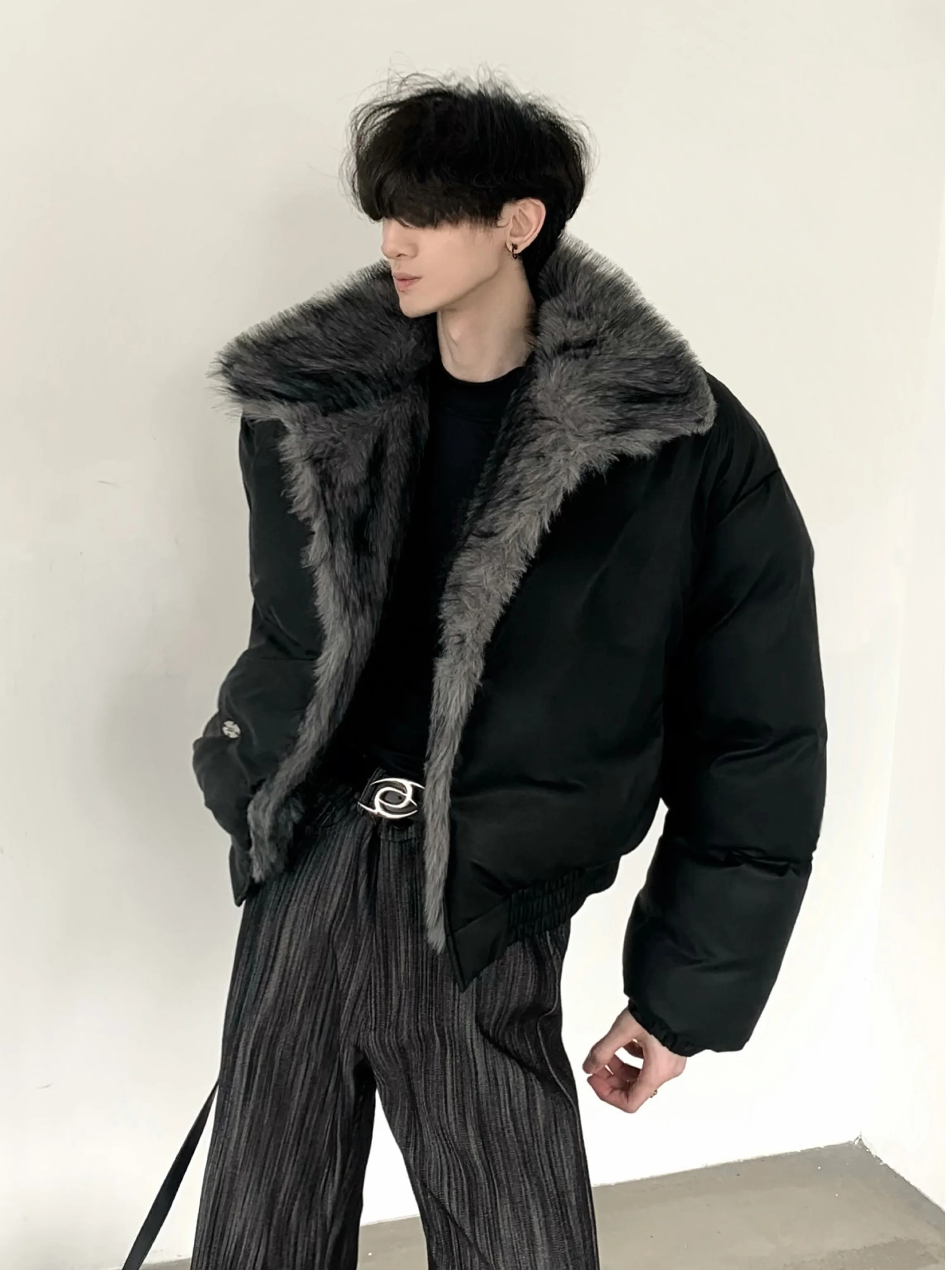Men's Thickened Short Cotton Jacket with Large Fur Collar Simulated Mink Winter Coat Casual Cleanfit Style Warmth Guaranteed