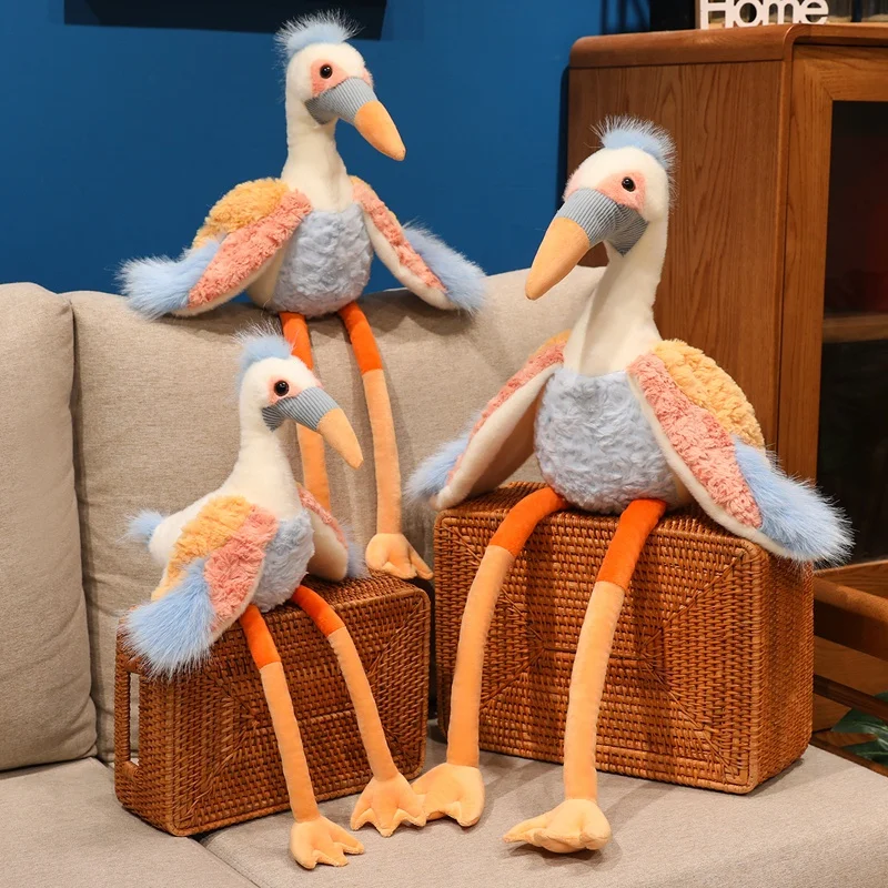 Jouet en peluche grue réaliste 50/60/70cm, longues jambes, Animal sauvage, poupée en peluche douce, accessoires Photo, cadeau d'anniversaire