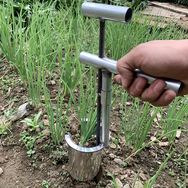 1pc Durable Stainless Steel Handheld Garden Transplanter - Manual Metal Planter for Fruit Trees, Flowers & Vegetable Seedlings