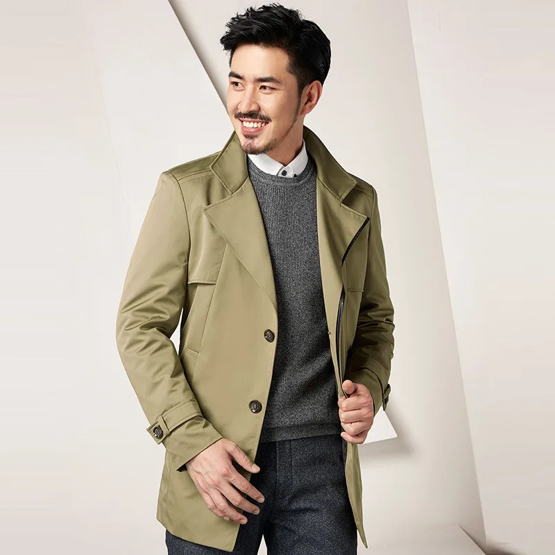 

Мужское повседневное длинное пальто модного костюма с воротником сетчатого цвета, простая верхняя одежда для отдыха, весенний сезон, облегающая застежка-молния