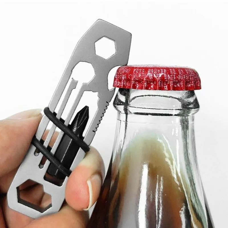 Multi-tool Keychain Portable Bottle Opener Hex Wrench Screwdriver Pocket Gear Mini Outdoor EDC Gadget for Camping Hiking