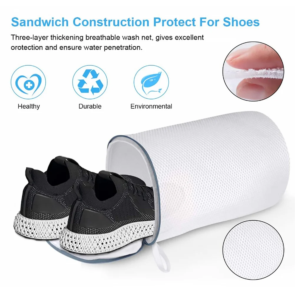 2 Pcs Shoe Bag Sneakers Laundry Mesh Underwear Washing Polyester Cylinder Travel Bra