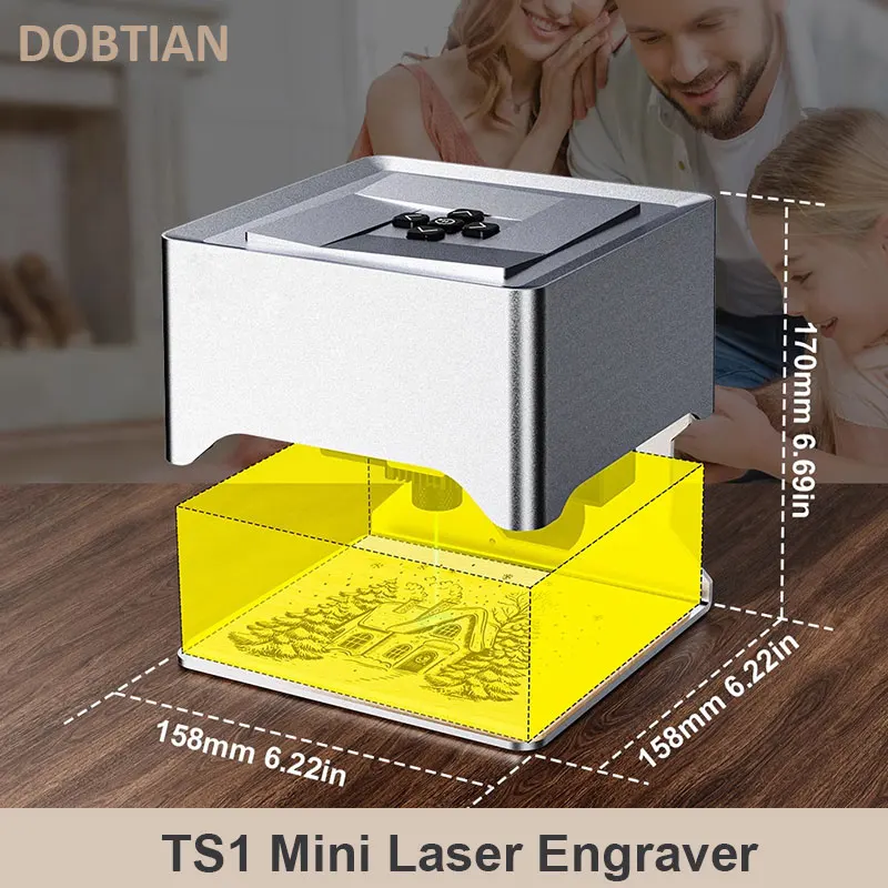 TS1 Mini Laser Engraver 3W Portable Laser Bluetooth CNC Machine DIY Painted Dog Tag Paper Leather Wooden Plastic Logo