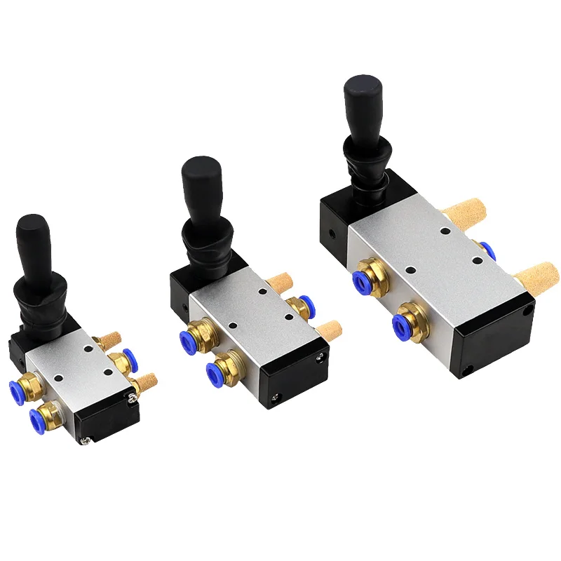 5/2-Way Manual Control Pneumatic Valve with Pull Rod Muffler And Quick Connector 4H210-08 for Industrial Automation