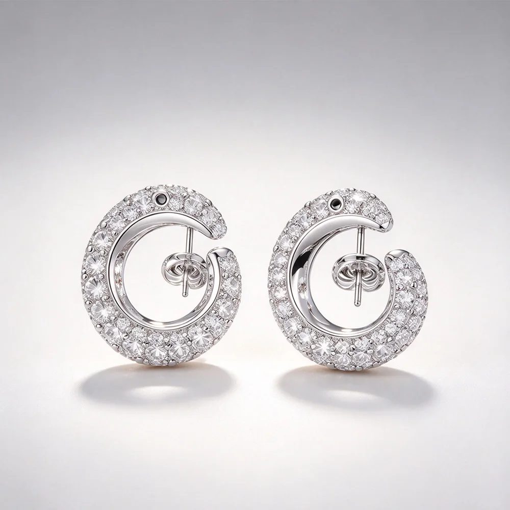 Yuri Ailey Full Diamond Earrings for Women Luxury Silver Circle Stud Earring Trendy Bling Crystal Round Ear Jewelry 2026