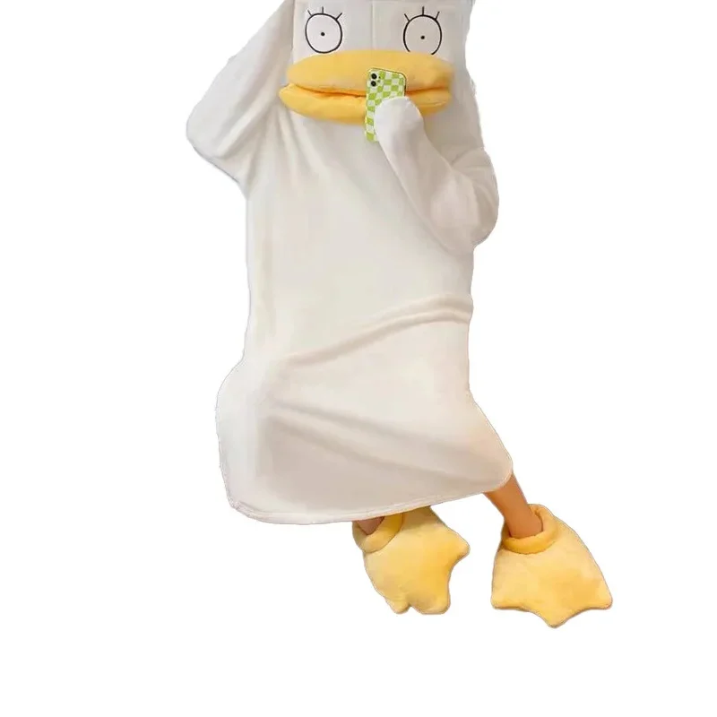 2024 White Duck Mascot Costume Adult Cosplay set Christmas Halloween Festival Exquisite Dressing Red Heart Doll Pajamas