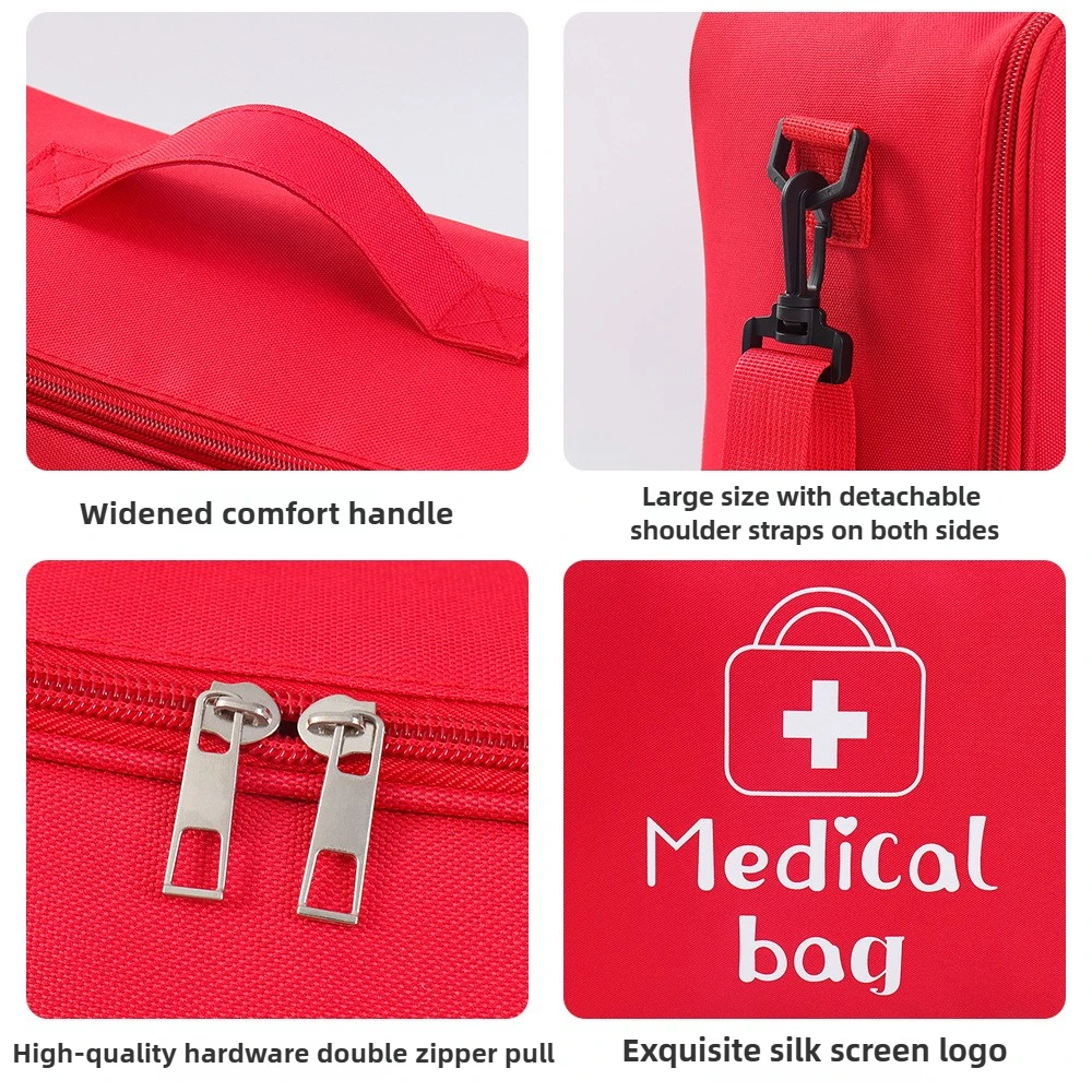 MOLLE Compatible First Aid Kit Bag Red Black Emergency Medical Pouch for Camping Travel Car School Sports with Reflective Strap