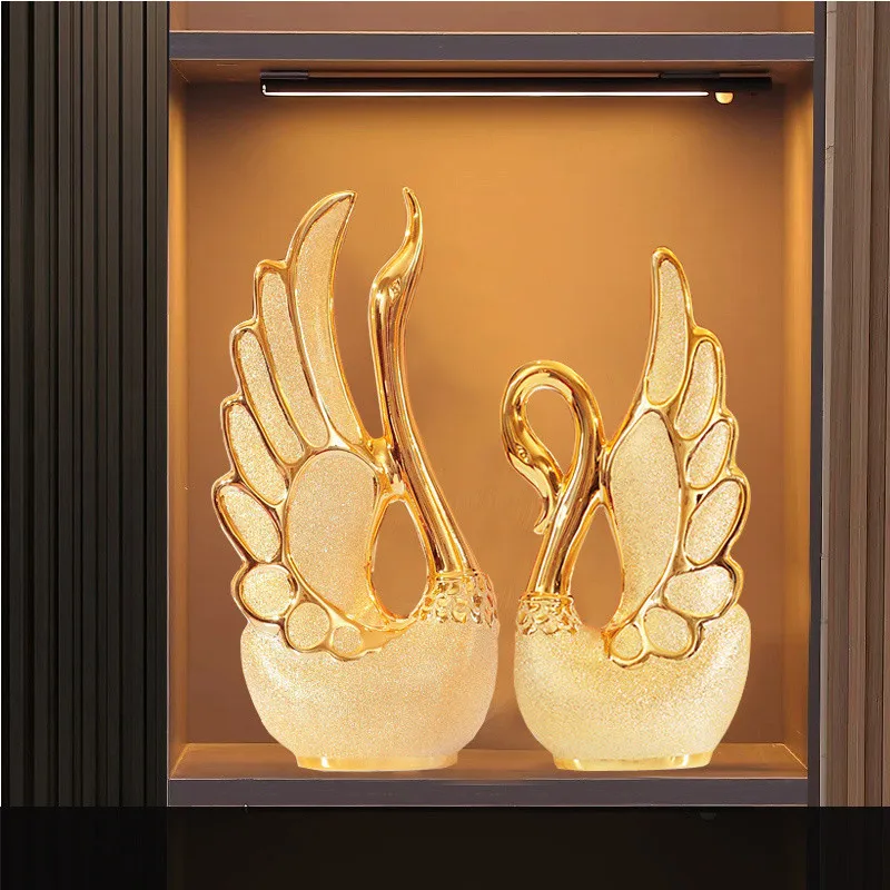 Ceramics Swan Decoration Home Modern Light Luxury High-end TV Cabinet Wine Cabinet Decorative Living Room Entrance Handicrafts