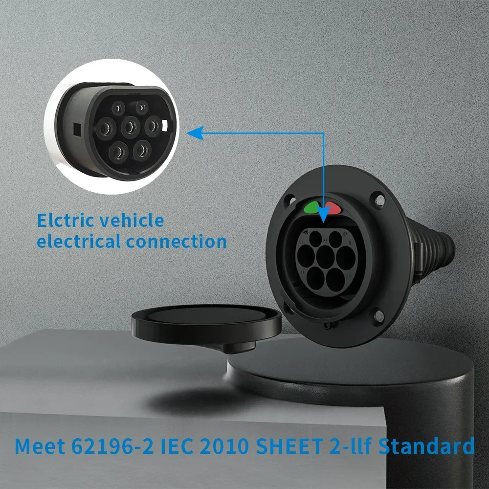 Groothandelsprijs ev-lader socket type2 vrouwelijke ev-aansluiting 16a 32a elektrische auto
