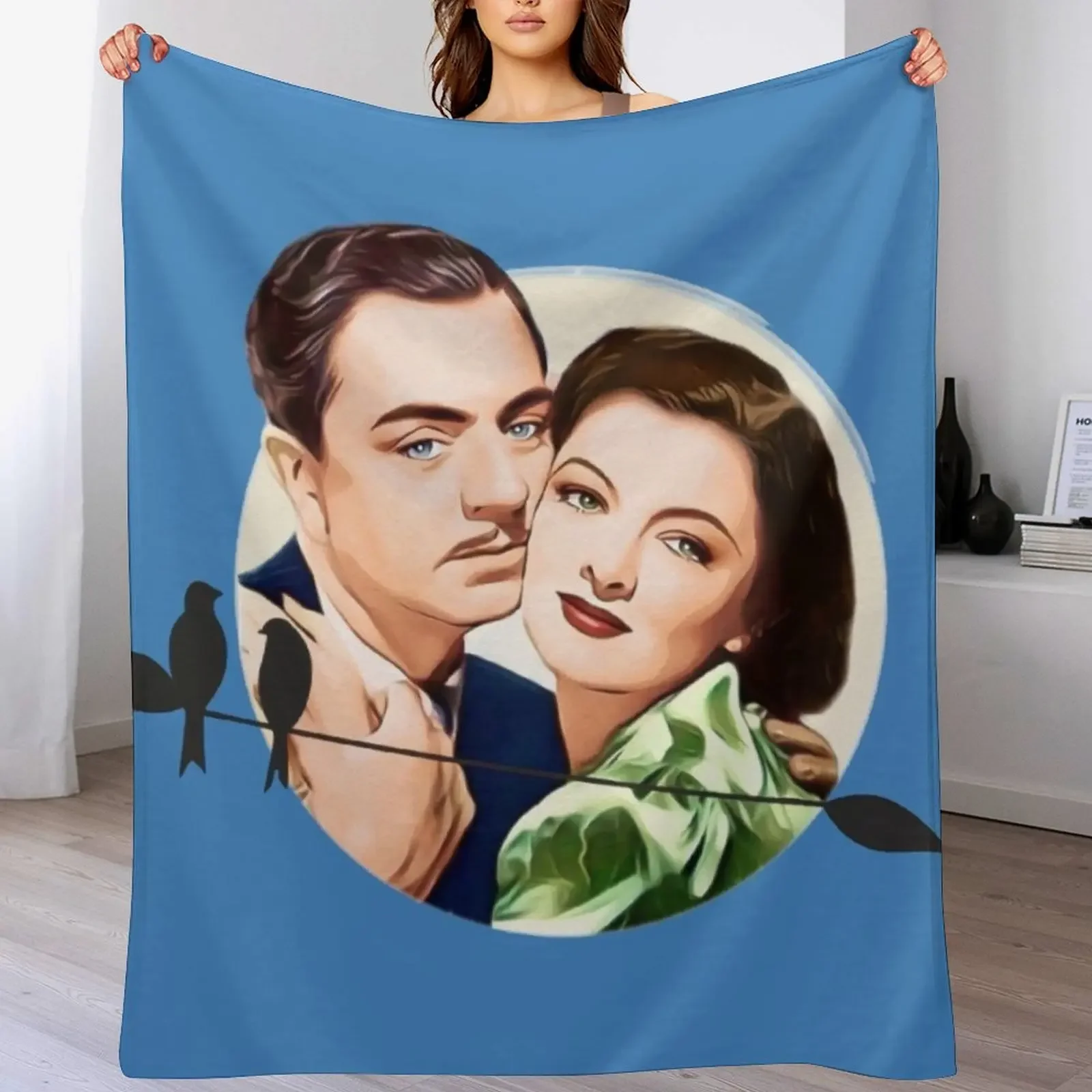 Nick and Nora Full Moon and Birds Throw Blanket Warm Comfortable Blanket Gift for Parents Friends