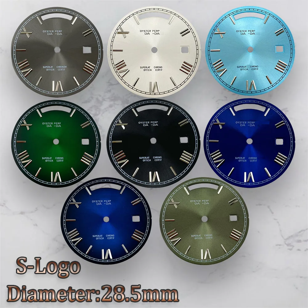 High-Quality New Pattern 31mm Rome Dial with S Logo Suitable fit 8285 Movement  Day And Date Dial Watch Accessories Repair Tool