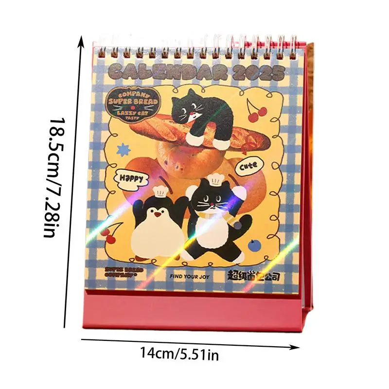 Cartoon Desk Calendar 2025 Desktop Calendar 2024-2025 Tear-Away Table Calendar 2024-2025 Monthly Thick Paper Planner 5.5x7.2inch