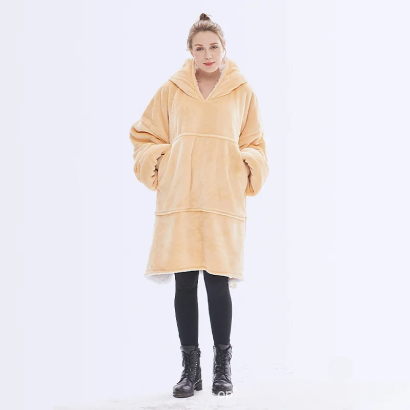 Home Lazy Blanket Large Size Couple Hooded Sweatshirt Blanket Adult Double Layer 96cm Office Nap Flannel Blanket mangás