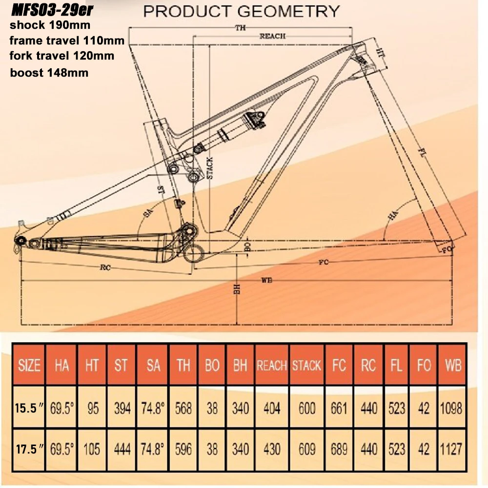 High quality mountain suspension carbon frame threaded BB fit shock 190mm X 45mm 29er MTB carbon frameset - view 2
