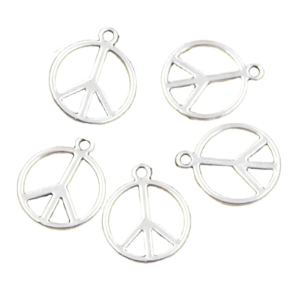 20pcs Charms Peace Sign Symbol 21x17mm Antique Silver Color Pendants Making DIY Handmade Tibetan Finding Jewelry