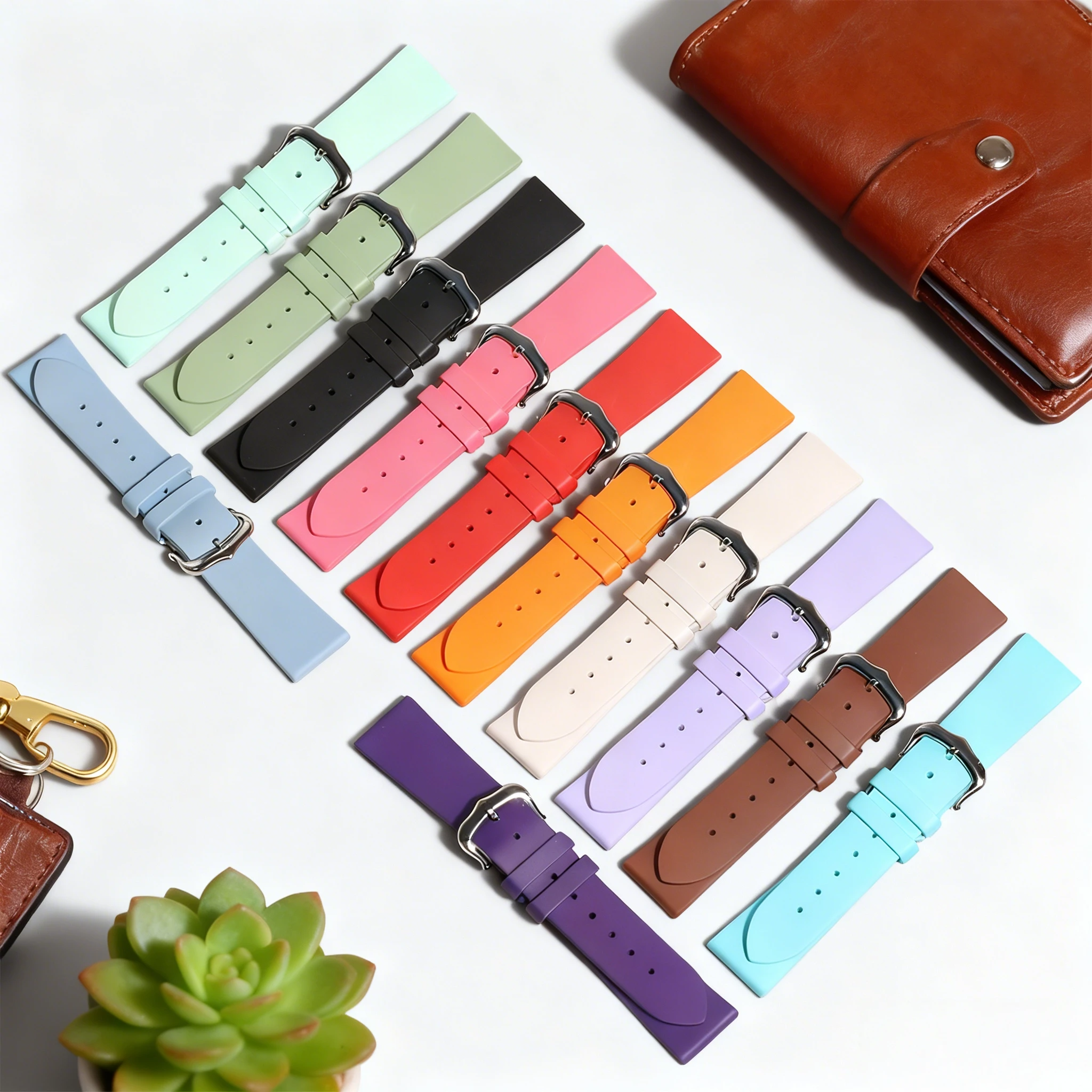 16mm 17mm 18mm For Apple Watch Cartier Tank Jaeger-lecoultre Reverso FKM Rubber Watch Bands For Women Super Soft Watch Straps