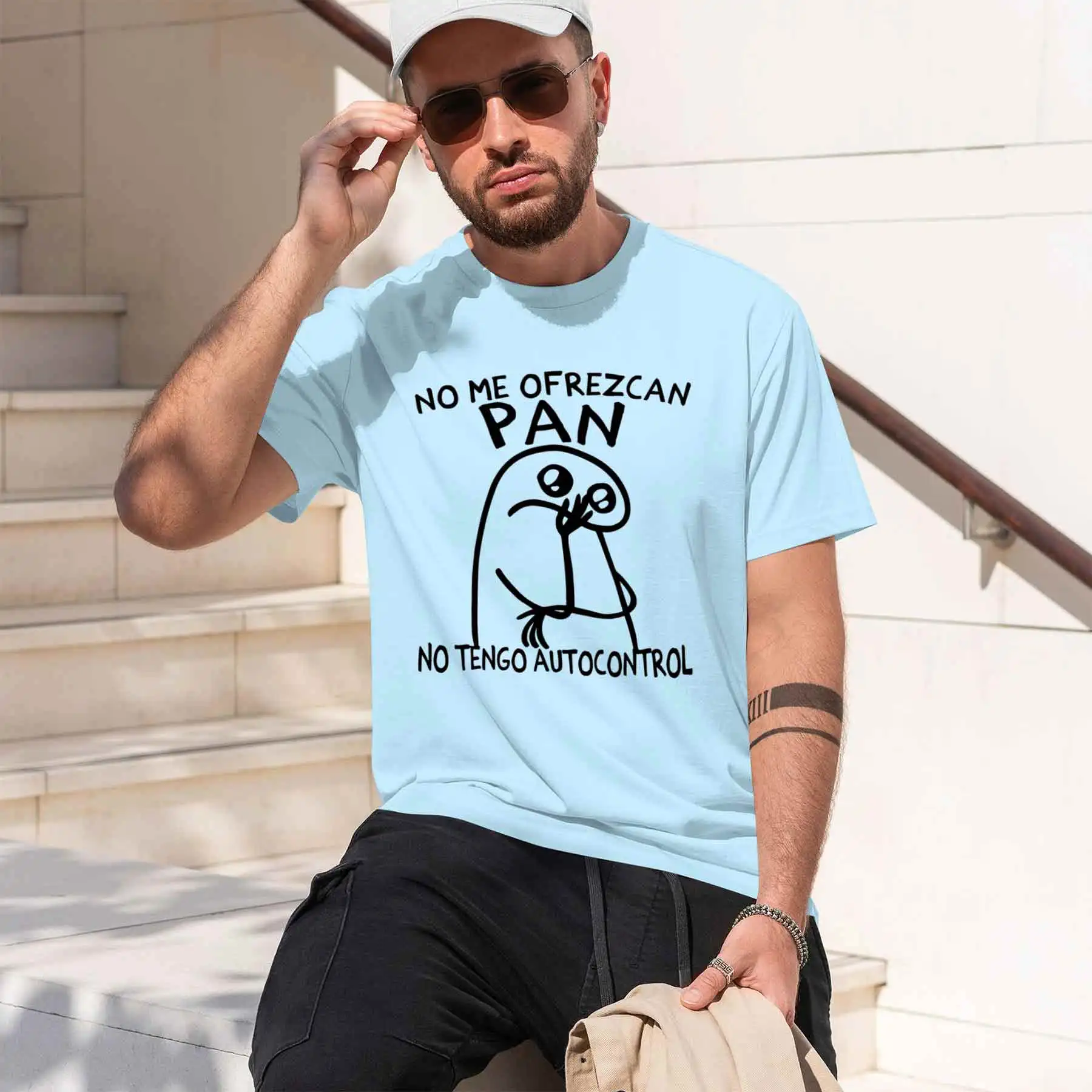 2026 new printed T-shirtMen's Funny Self-deprecating T-shirt Don't Offer Me Bread I Have No Self-control Casual Short Sleeve
