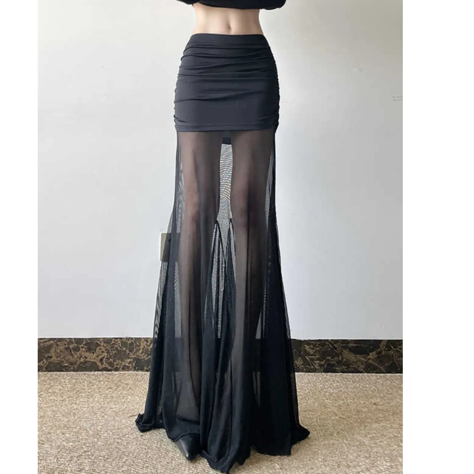 

2025 New Sle Long Me Splice Bodycon Skirt Women's High Waist f Body Skirt Fi Tail Skirt Ele Lady Wind Design
