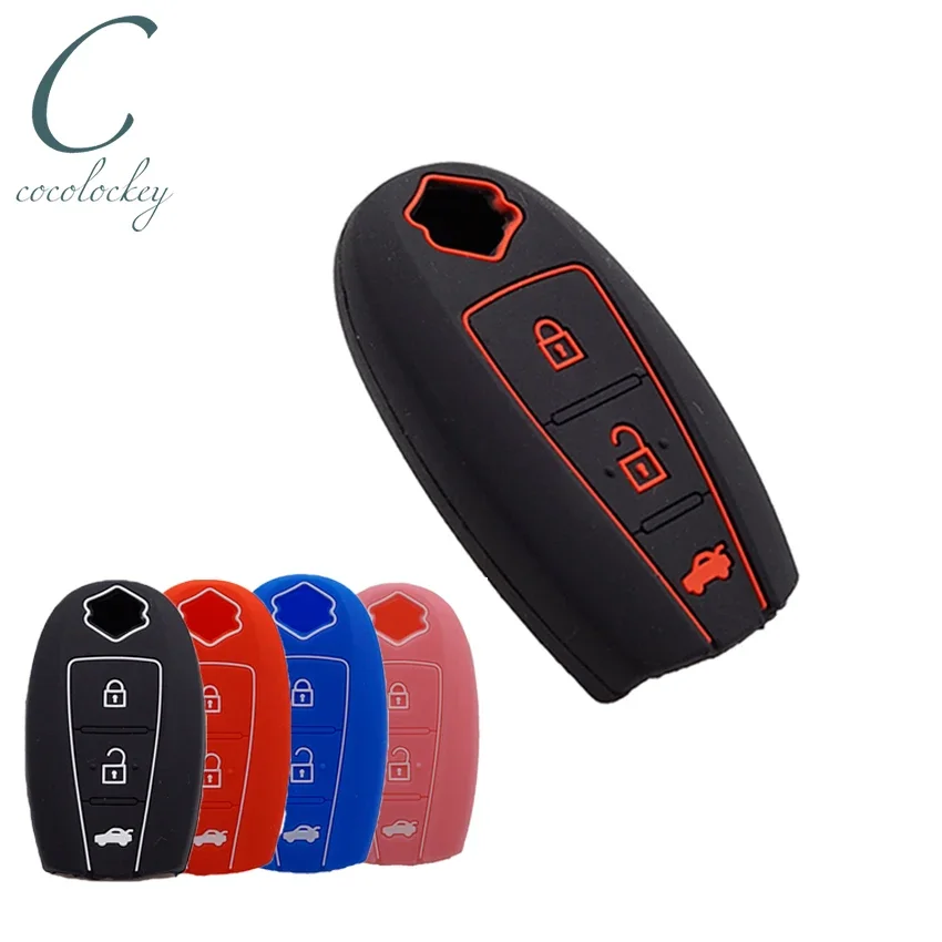 

Cocolockey Silicone Car Key Cover for Suzuki Swift Kizashi SX4 S-Cross Maruti Ciaz Baleno 3button Remote Keyless Protect No Logo