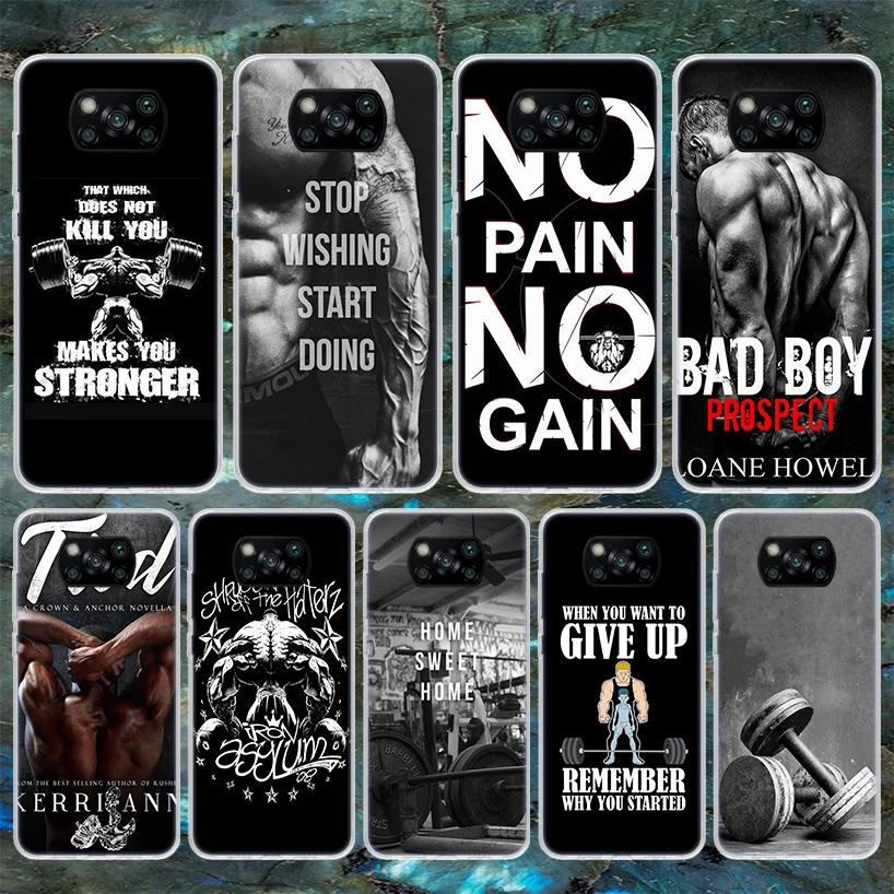 Bodybuilding Gym Fitness Soft Phone Case For Xiaomi Poco X3 Pro X6 X5 X4 NFC F6 F5 M5S M4 M3 F4 Gt F3 F2 F1 M2 Fundas Cover Poco