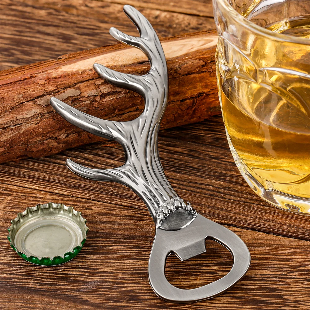 Elk Horn Beer Bottle Openers Unique Beer Gifts Grey Black/Bronze Alloy Metal Openors Birthday Present