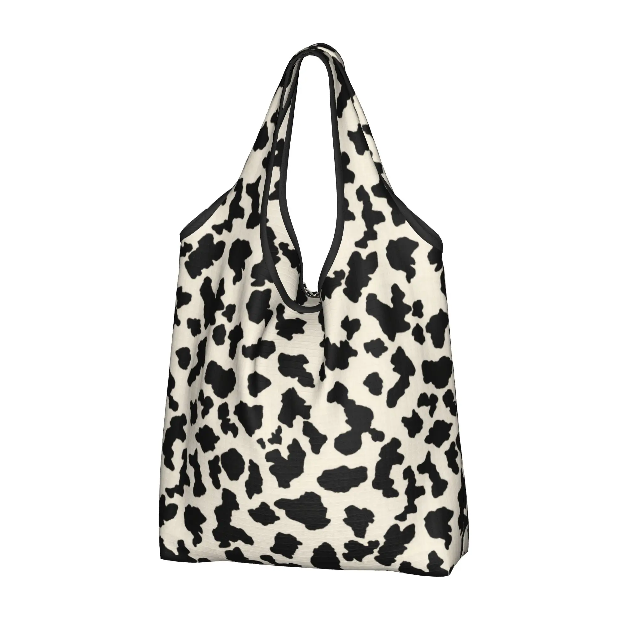 Cute Print Stripe Cowhide Geometry Tiger Cheetah Spots  Tote Shopping Bag Portable Shoulder Shopper Brown Cream  Handbag