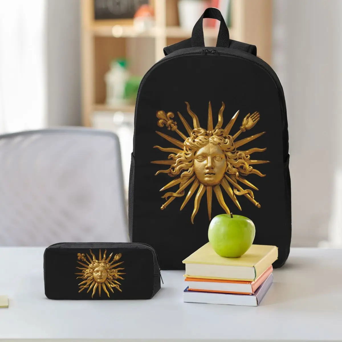 Symbol Of Louis XIV The Sun King Backpack Boys Girls BookBag School Bag Shoulder Bags 3ps Insulated Lunch Bag Pencil Case
