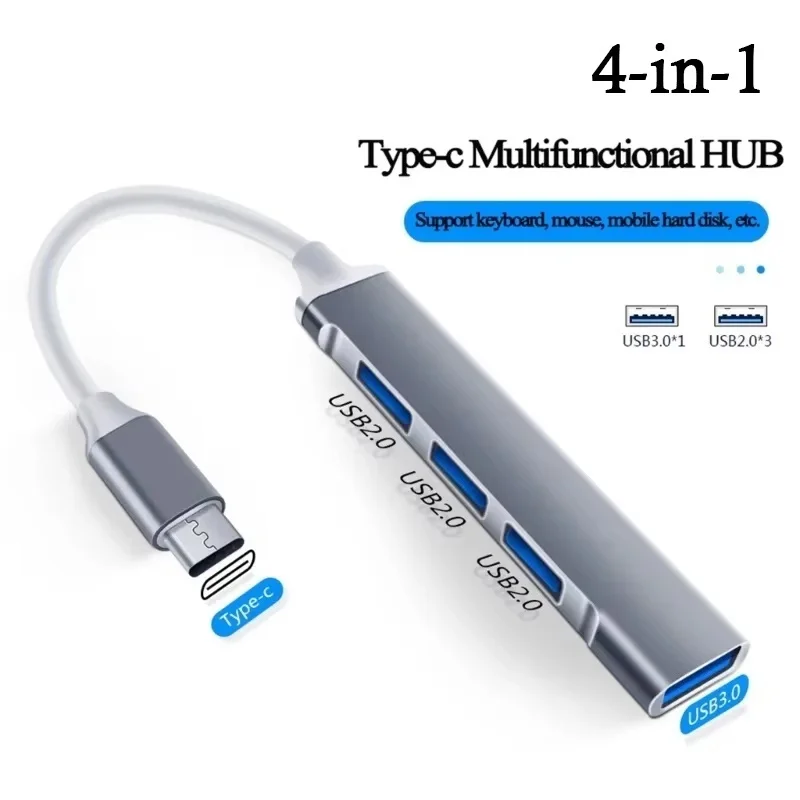 4 In 1 Type C Hub Expansion Dock 4 Port USB Multi Splitter Adapter OTG For Computer Laptop Mobile Phone Macbook Pro Accessories
