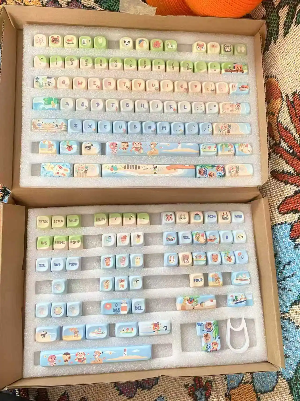 Summer Beach Keycaps 135 Keys Animal Friends Key Cap Custom Cute Games Kyscap Gift MOA Profile Dye-Sub for Mechanical Keyboard
