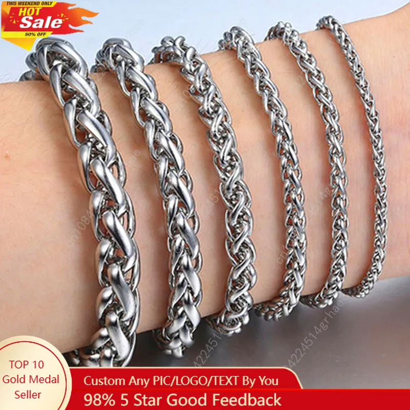 

3MM-8MM Stainless Steel Hand Chain Bracelet For Men Women Jewelry Punk Accessories