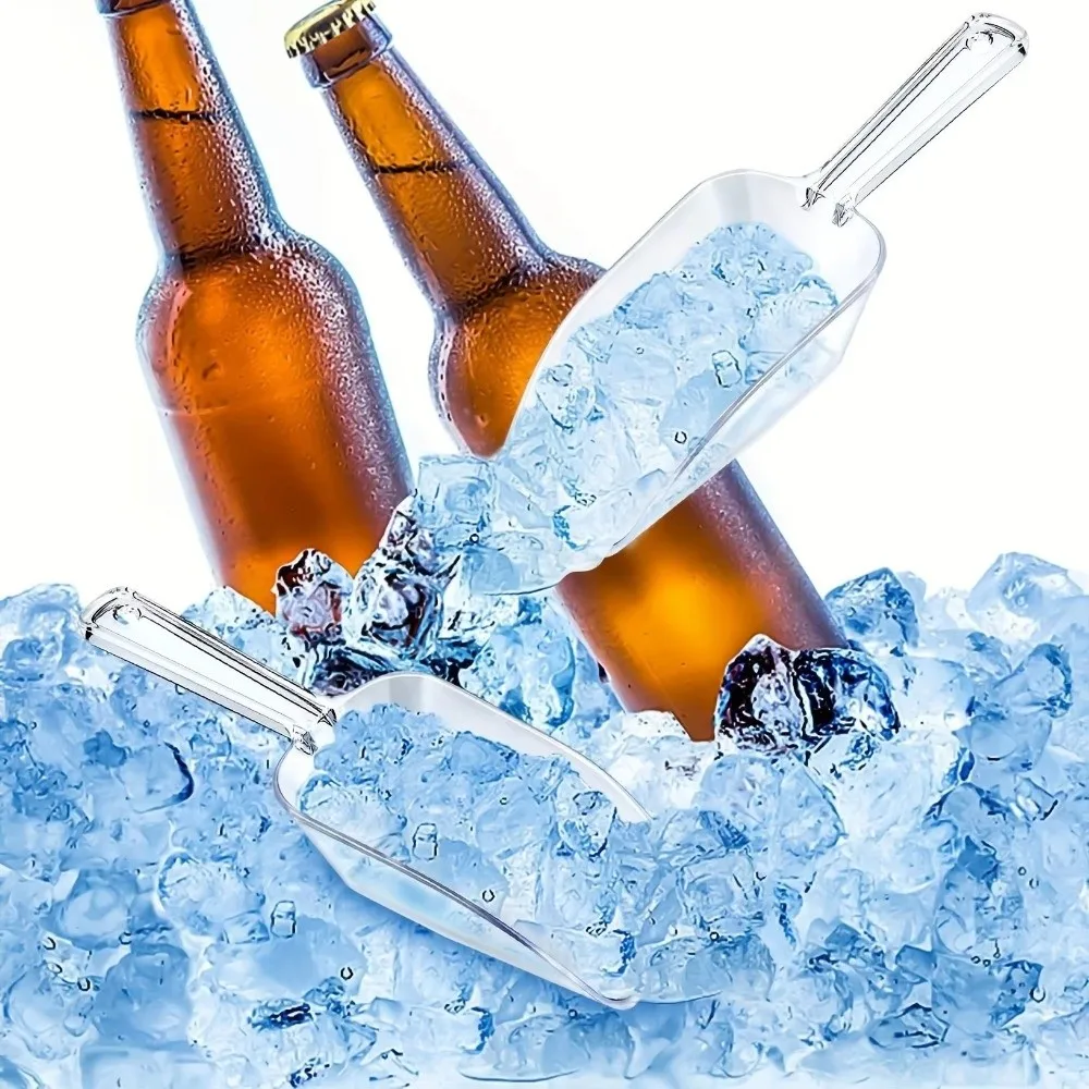 Transparent Ice Maker Scoop Mini Bar Accessories Kitchen Utility Scoop Circular/Square Mouth Ergonomic Handle Ice Scoopers