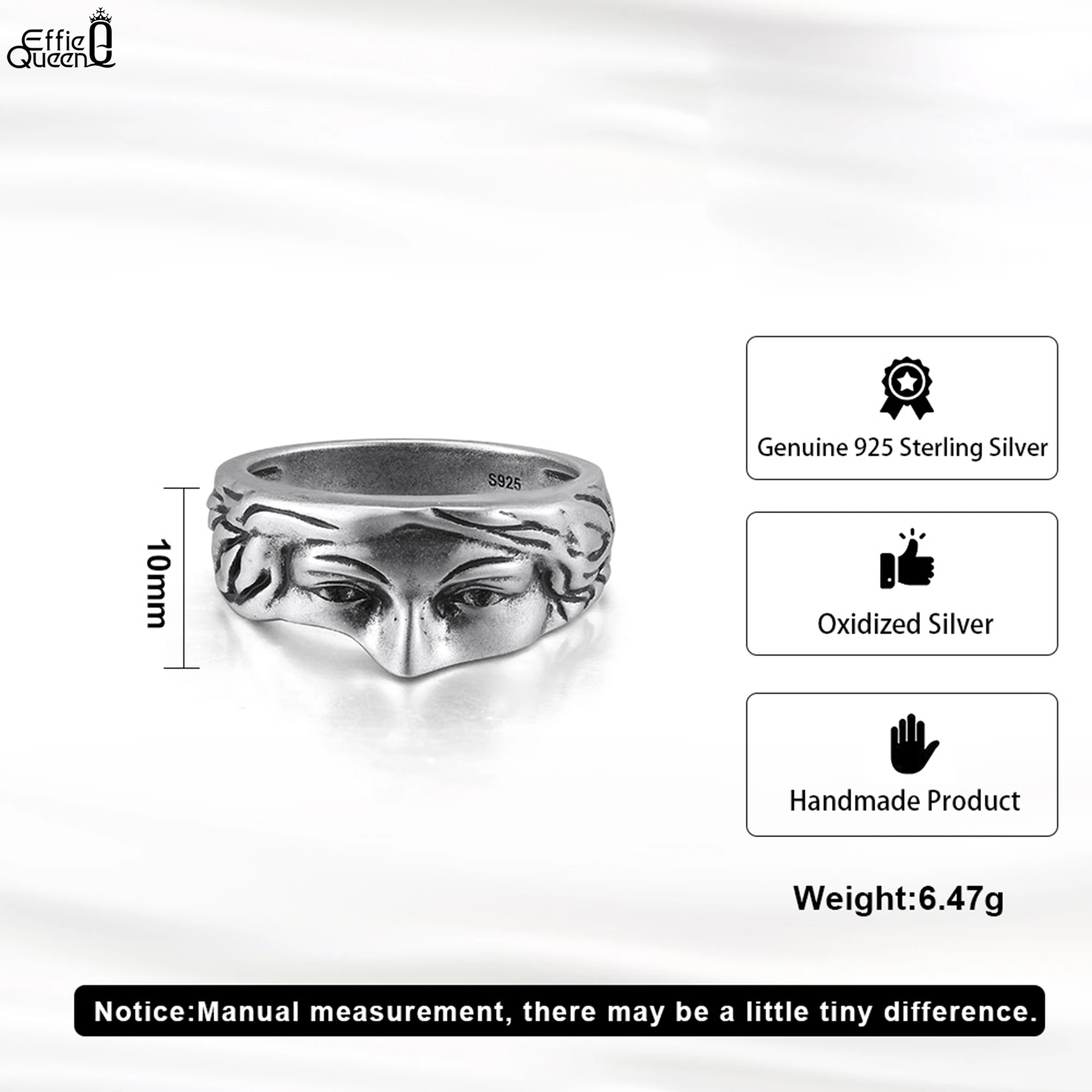 إيفي كوين 100% S925 خاتم فضي مؤكسد من الفضة الخلود مقاس 10/11/12/13 مجوهرات مأدبة للرجال والنساء NMR18 #5